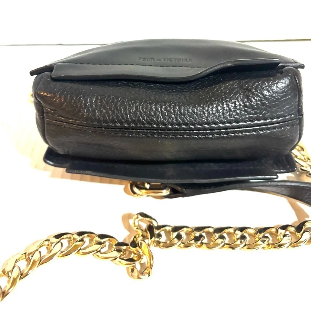 Pour La Victoire Black Crossbody Bag with Gold Chain